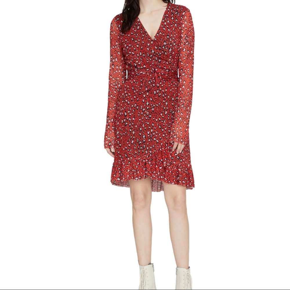 Sanctuary Women's Emma Ruffle Dress Red Leopard L